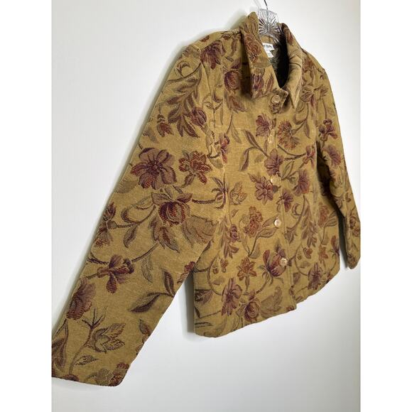 Vintage Robyne Faure Floral Tapestry Jacket 90s Boho fall brown Medium - Picture 14 of 14